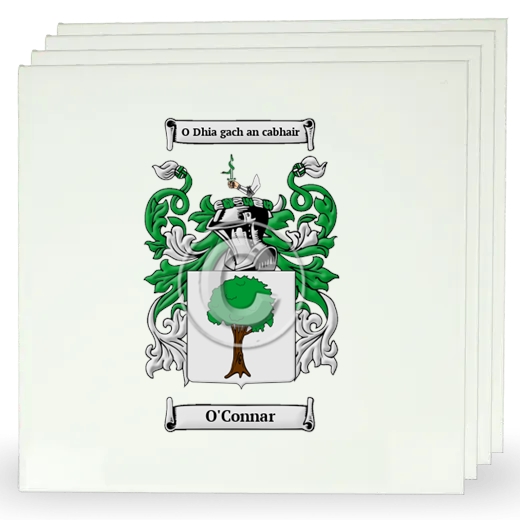 O'Connar Set of Four Large Tiles with Coat of Arms