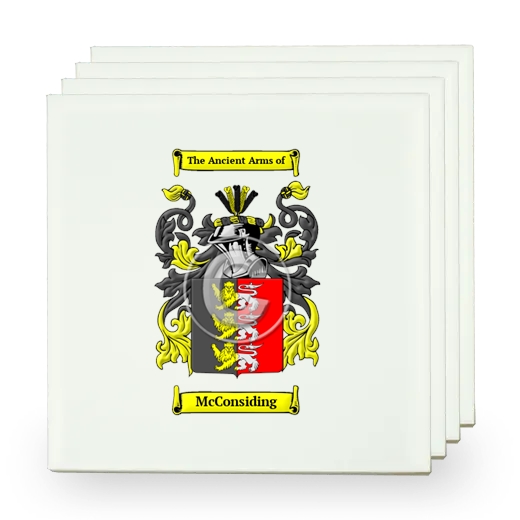 McConsiding Set of Four Small Tiles with Coat of Arms