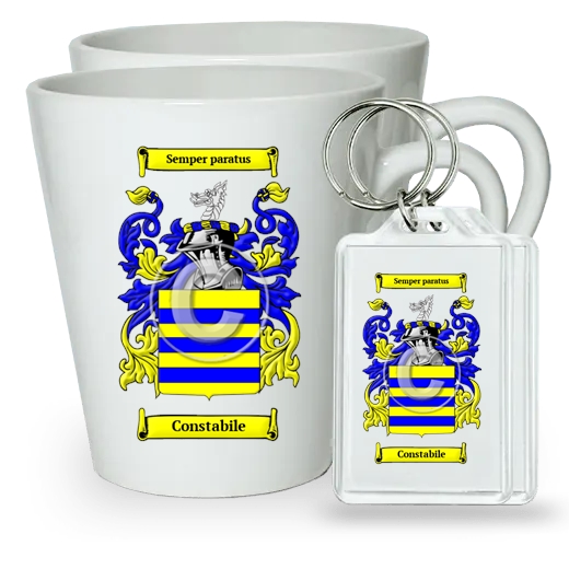 Constabile Pair of Latte Mugs and Pair of Keychains