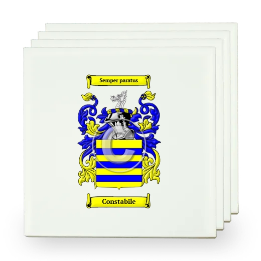 Constabile Set of Four Small Tiles with Coat of Arms