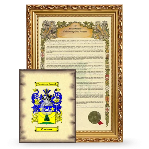 Contanse Framed History and Coat of Arms Print - Gold
