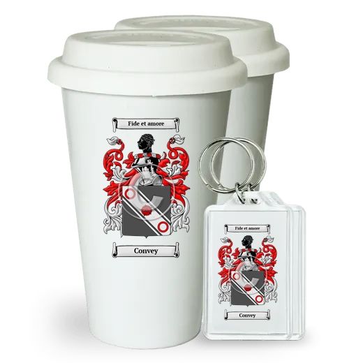 Convey Pair of Ceramic Tumblers with Lids and Keychains