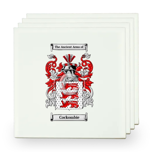 Cockombie Set of Four Small Tiles with Coat of Arms