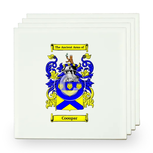 Cooupar Set of Four Small Tiles with Coat of Arms