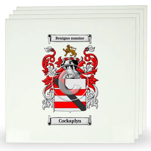 Cockaplyn Set of Four Large Tiles with Coat of Arms