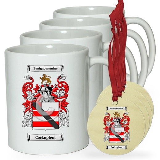 Cockuplent Set of 4 Classic Mugs and Ornaments