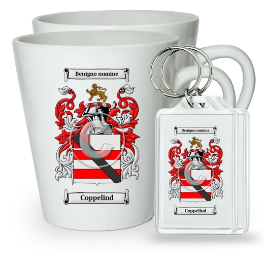 Coppelind Pair of Latte Mugs and Pair of Keychains