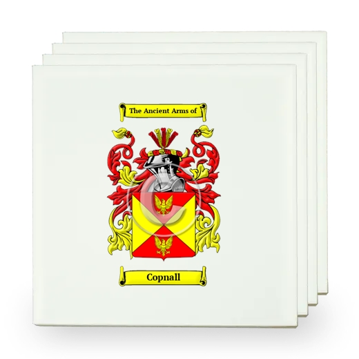 Copnall Set of Four Small Tiles with Coat of Arms