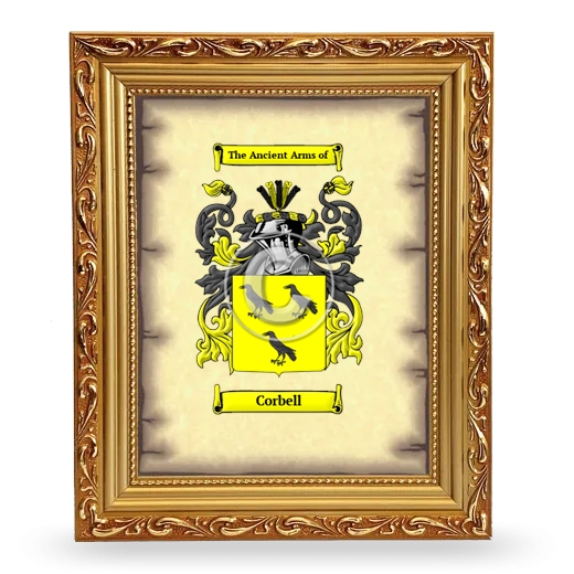 Corbell Coat of Arms Framed - Gold