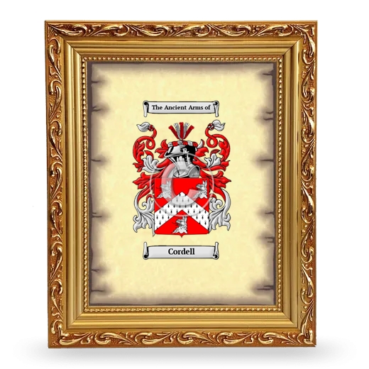 Cordell Coat of Arms Framed - Gold