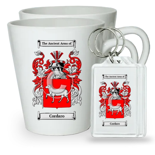 Cordaro Pair of Latte Mugs and Pair of Keychains