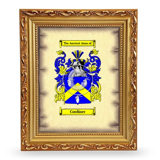 Cordiner Coat of Arms Framed - Gold