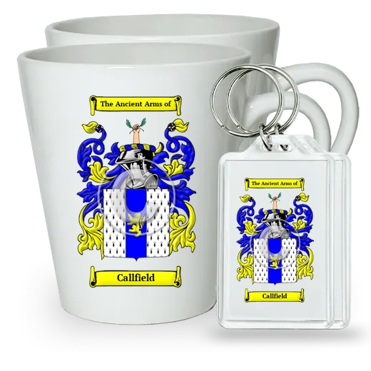 Callfield Pair of Latte Mugs and Pair of Keychains