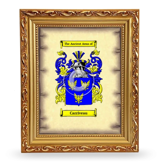 Carriveau Coat of Arms Framed - Gold