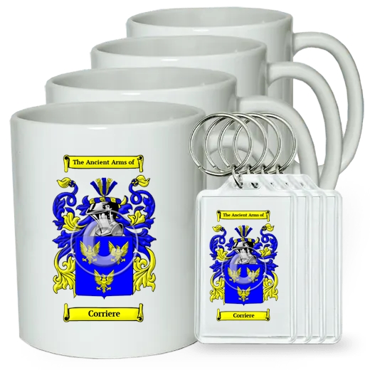 Corriere Set of 4 Coffee Mugs and Keychains