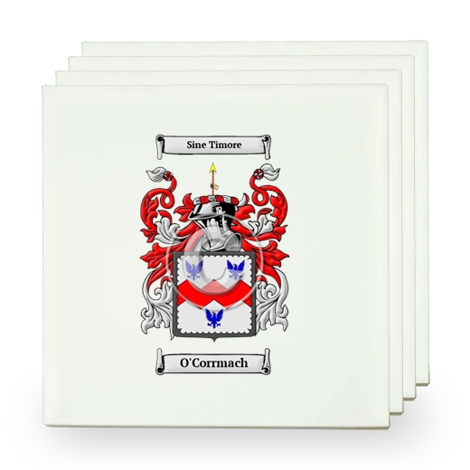 O'Corrmach Set of Four Small Tiles with Coat of Arms