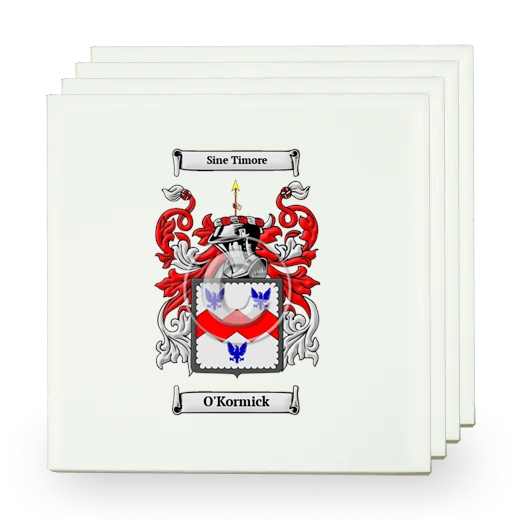 O'Kormick Set of Four Small Tiles with Coat of Arms