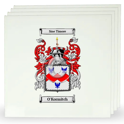 O'Kormitch Set of Four Large Tiles with Coat of Arms