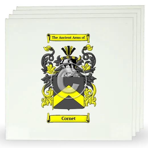 Cornet Set of Four Large Tiles with Coat of Arms