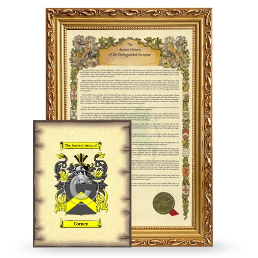 Corney Framed History and Coat of Arms Print - Gold