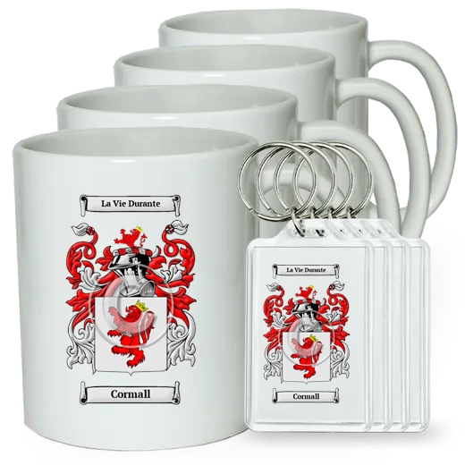 Cormall Set of 4 Coffee Mugs and Keychains