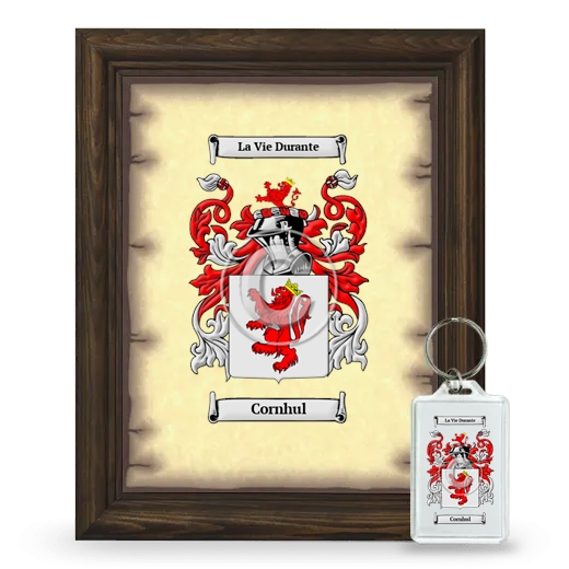 Cornhul Framed Coat of Arms and Keychain - Brown