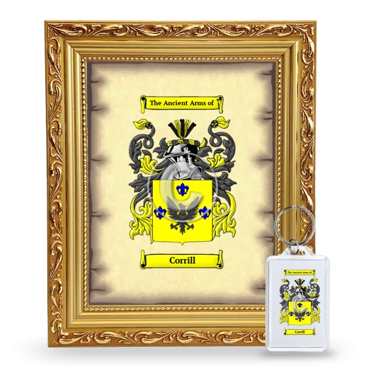 Corrill Framed Coat of Arms and Keychain - Gold