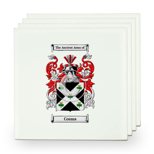 Cosma Set of Four Small Tiles with Coat of Arms