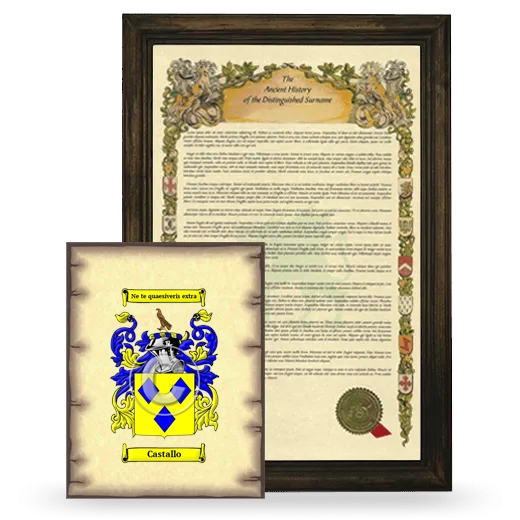 Castallo Framed History and Coat of Arms Print - Brown