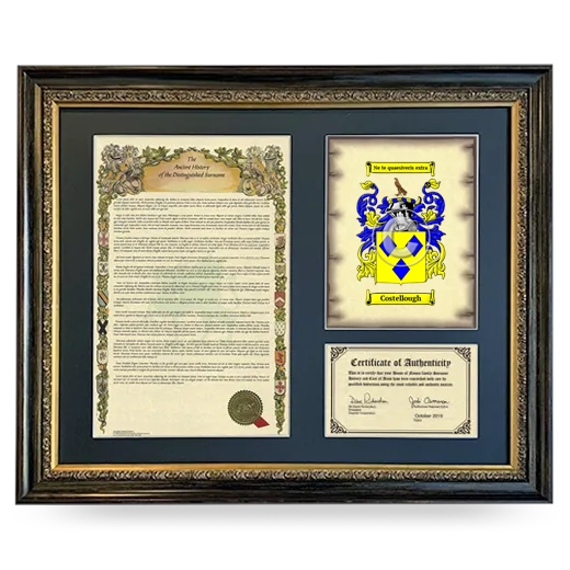 Costellough Framed Surname History and Coat of Arms- Heirloom