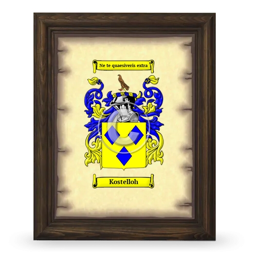 Kostelloh Coat of Arms Framed - Brown