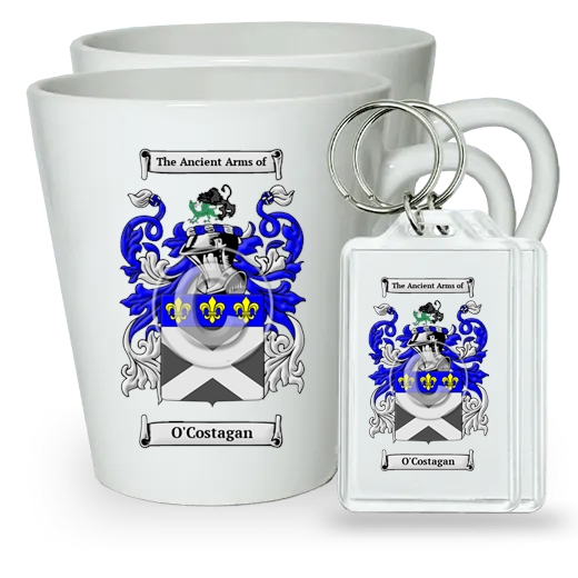 O'Costagan Pair of Latte Mugs and Pair of Keychains