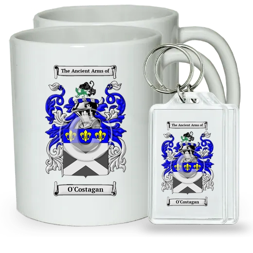 O'Costagan Pair of Coffee Mugs and Pair of Keychains