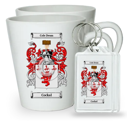 Cockal Pair of Latte Mugs and Pair of Keychains