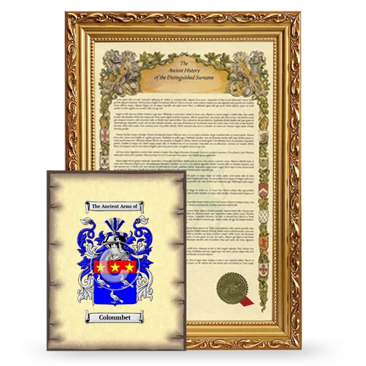 Coloumbet Framed History and Coat of Arms Print - Gold