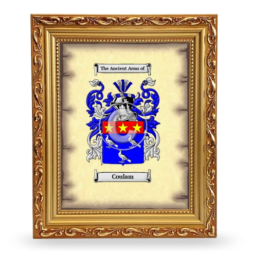 Coulam Coat of Arms Framed - Gold