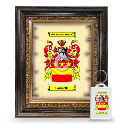 Courcelle Framed Coat of Arms and Keychain - Heirloom