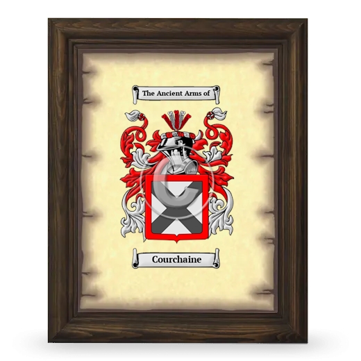 Courchaine Coat of Arms Framed - Brown