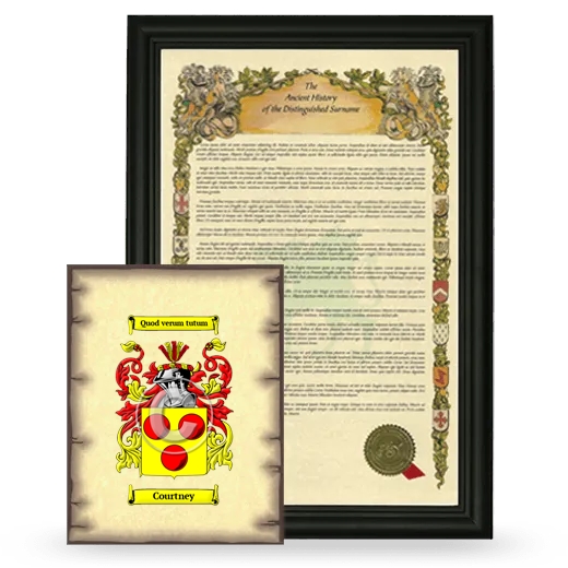 Courtney Framed History and Coat of Arms Print - Black