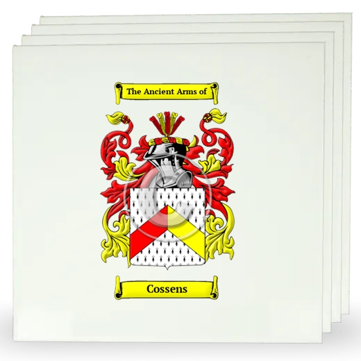 Cossens Set of Four Large Tiles with Coat of Arms