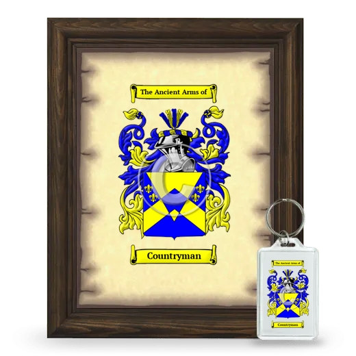 Countryman Framed Coat of Arms and Keychain - Brown