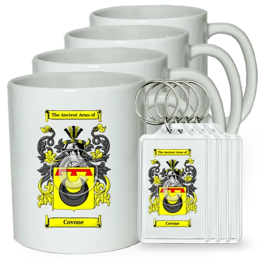 Covone Set of 4 Coffee Mugs and Keychains