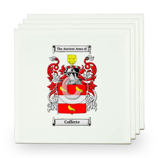 Cofferte Set of Four Small Tiles with Coat of Arms