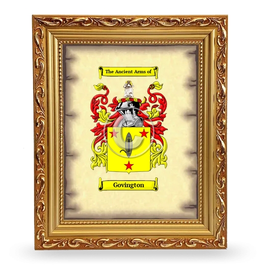 Govington Coat of Arms Framed - Gold