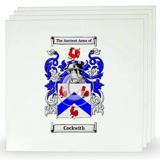 Cockwith Set of Four Large Tiles with Coat of Arms