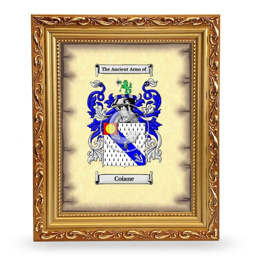 Coiane Coat of Arms Framed - Gold