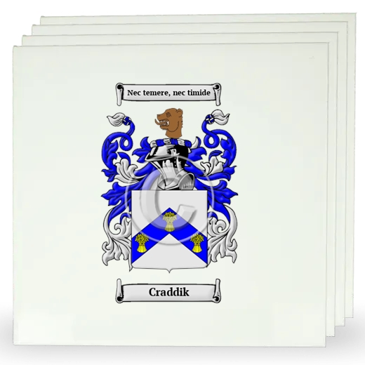Craddik Set of Four Large Tiles with Coat of Arms