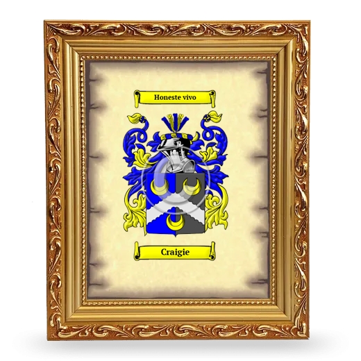 Craigie Coat of Arms Framed - Gold