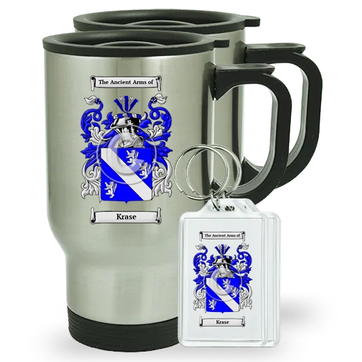 Krase Pair of Travel Mugs and pair of Keychains