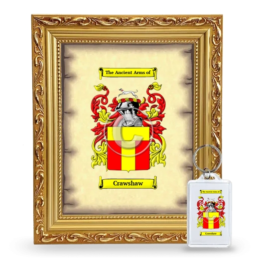 Crawshaw Framed Coat of Arms and Keychain - Gold